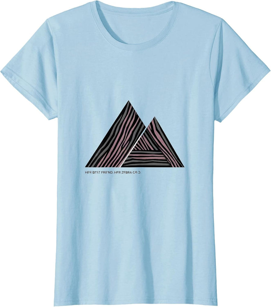 Women's Her Best Friend Her Zebra Grid Geometric EDS Down Syndrome T-Shirt - Baby Blue