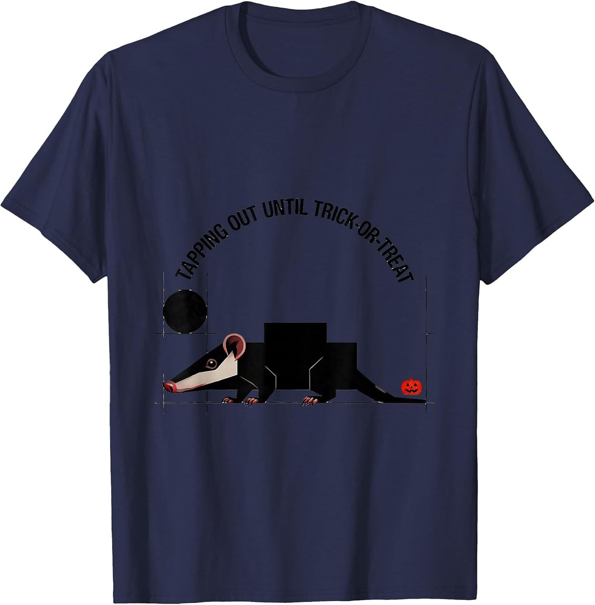 Men's Tapping Out Until Trick-Or-Treat Vintage Opossum Halloween T-Shirt - Navy Blue
