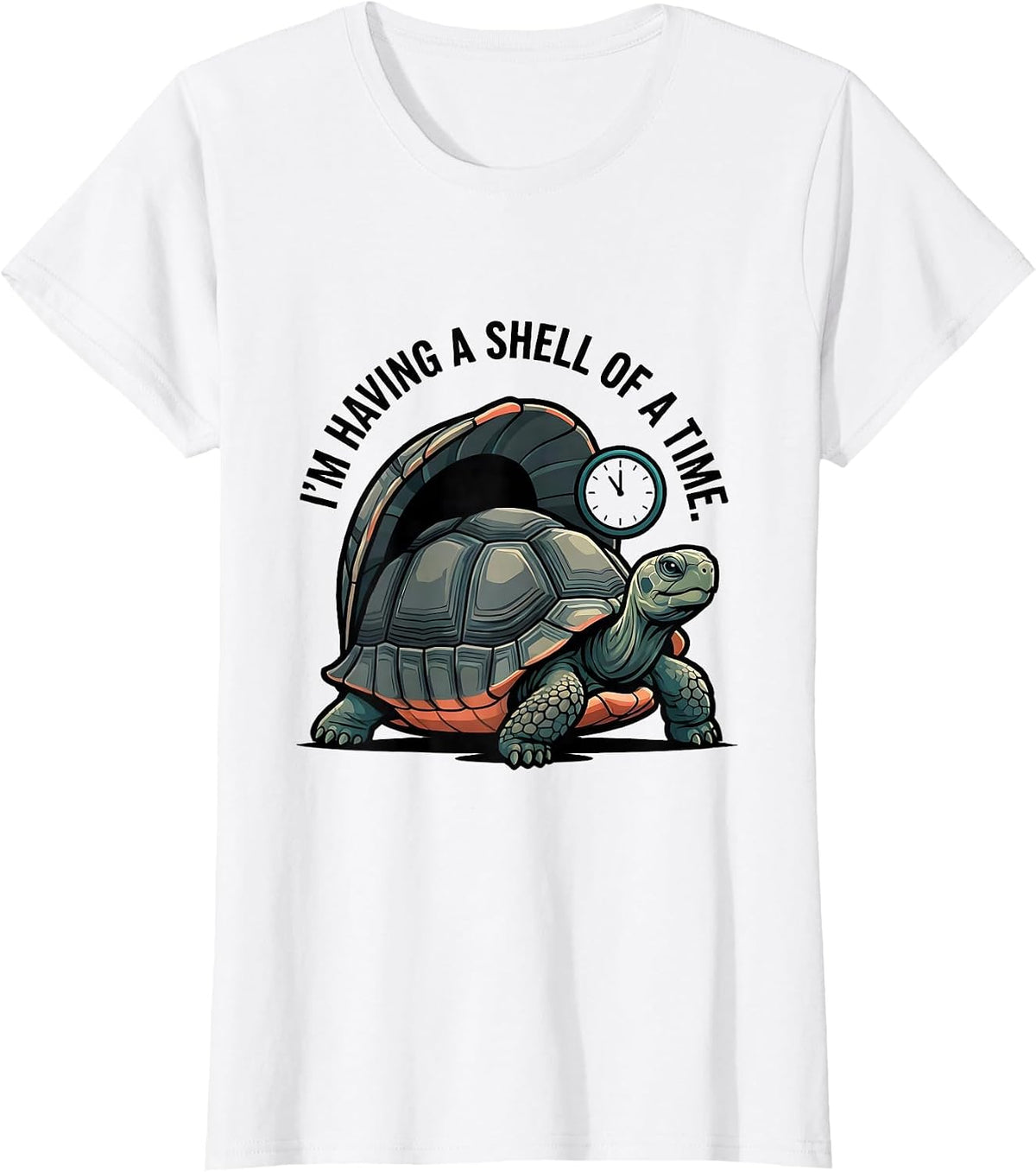 Women's I'm Having A Shell Of A Time Funny Tortoise Lover Pet Humor T-Shirt - White
