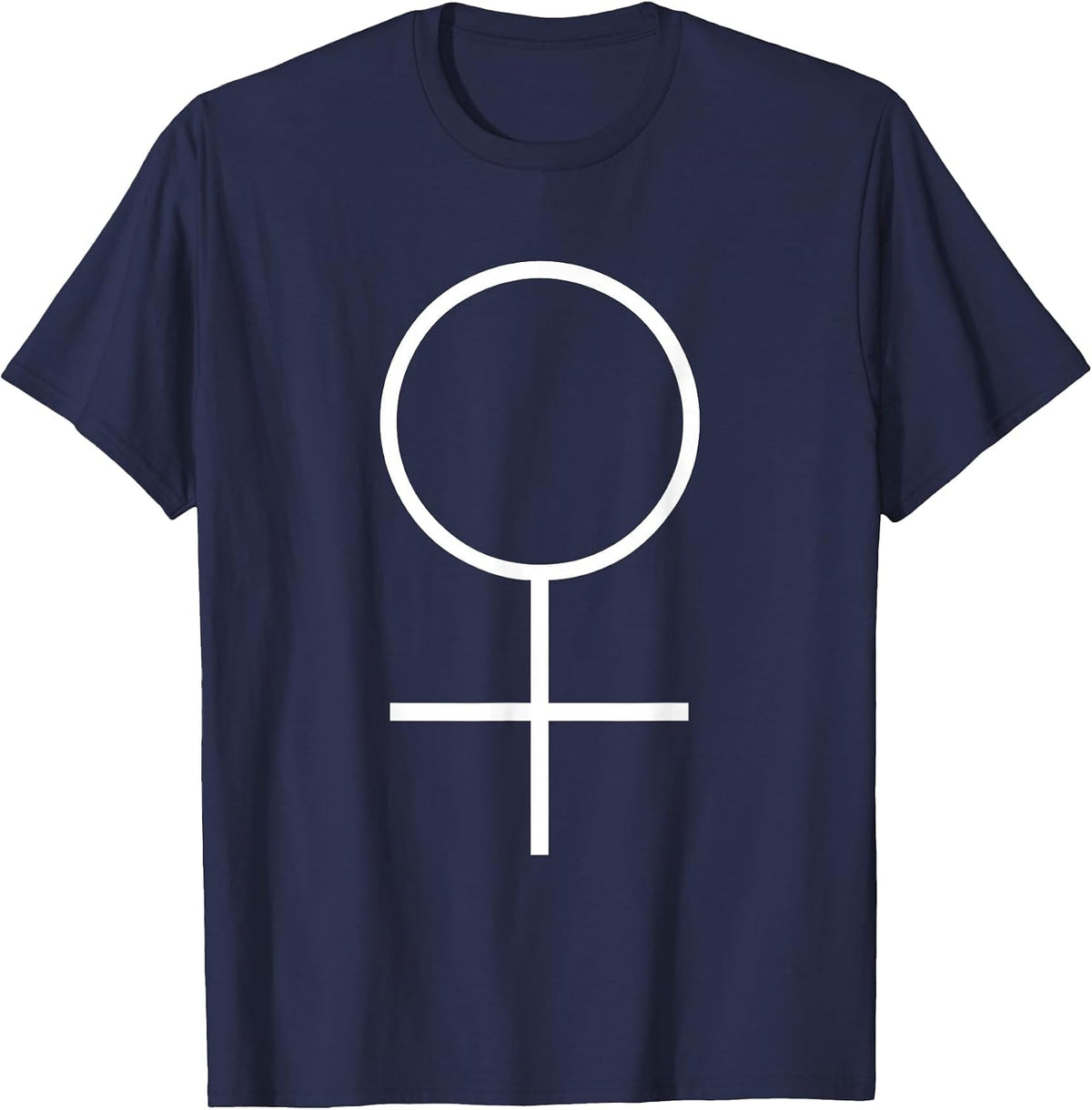 Planet Venus Logo Astrology Symbol White T-Shirt - Navy Blue