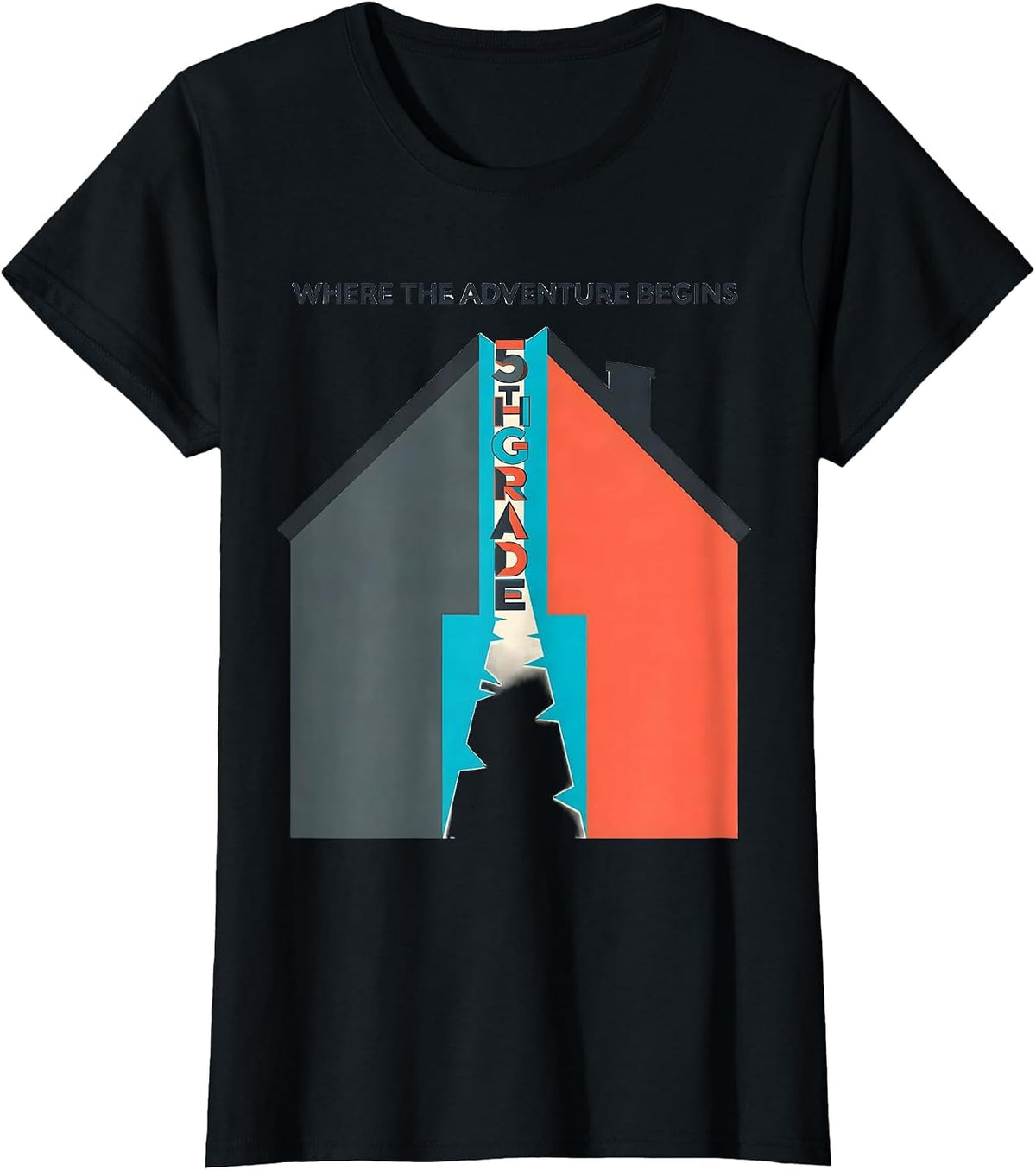 Where The Adventure Begins 5th Grade Teacher Back To School T-Shirt - Black