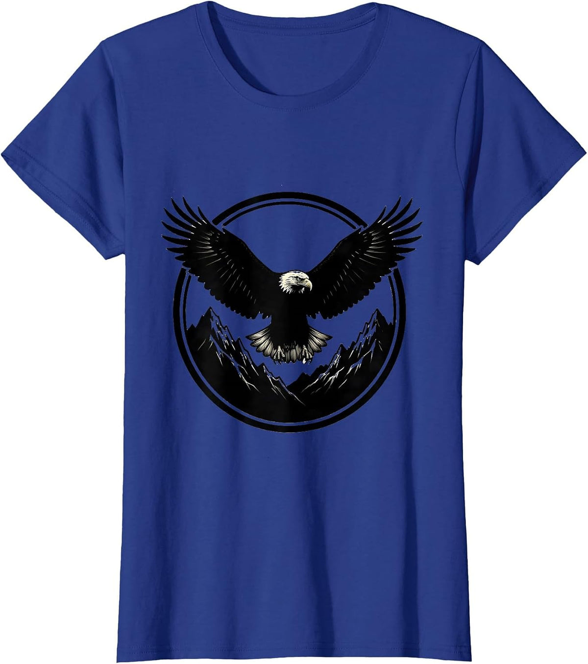 Women's Bald Eagle Mountain Peaks Western Wildlife T-Shirt - Royal Blue