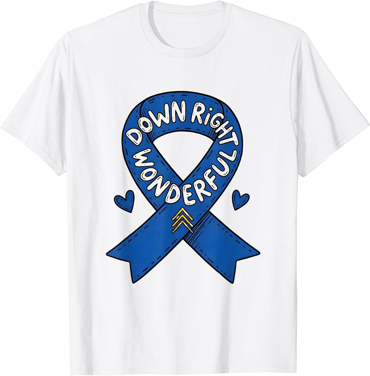 Men's Down Right Wonderful Awareness Ribbon Support Family T-Shirt - White
