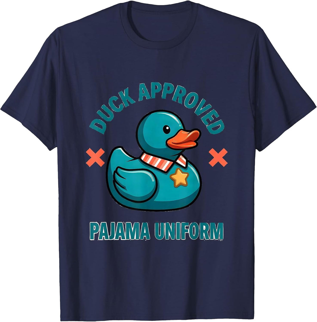 Men's Duck Approved Pajama Uniform Funny Christmas Duck Lover T-Shirt - Navy Blue