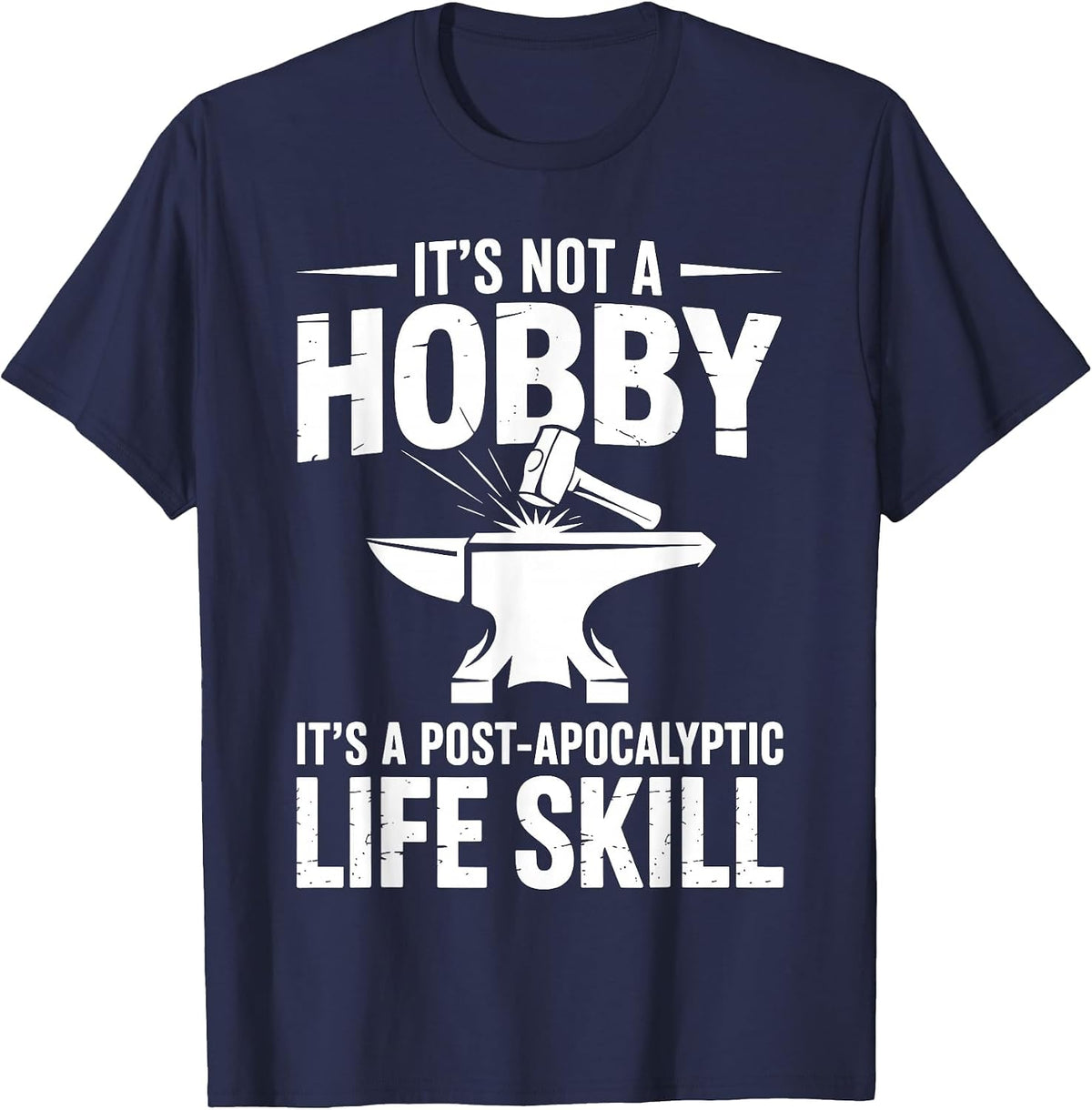 Blacksmith Art for Men Women Farrier Blacksmithing Forging T-Shirt - Navy Blue