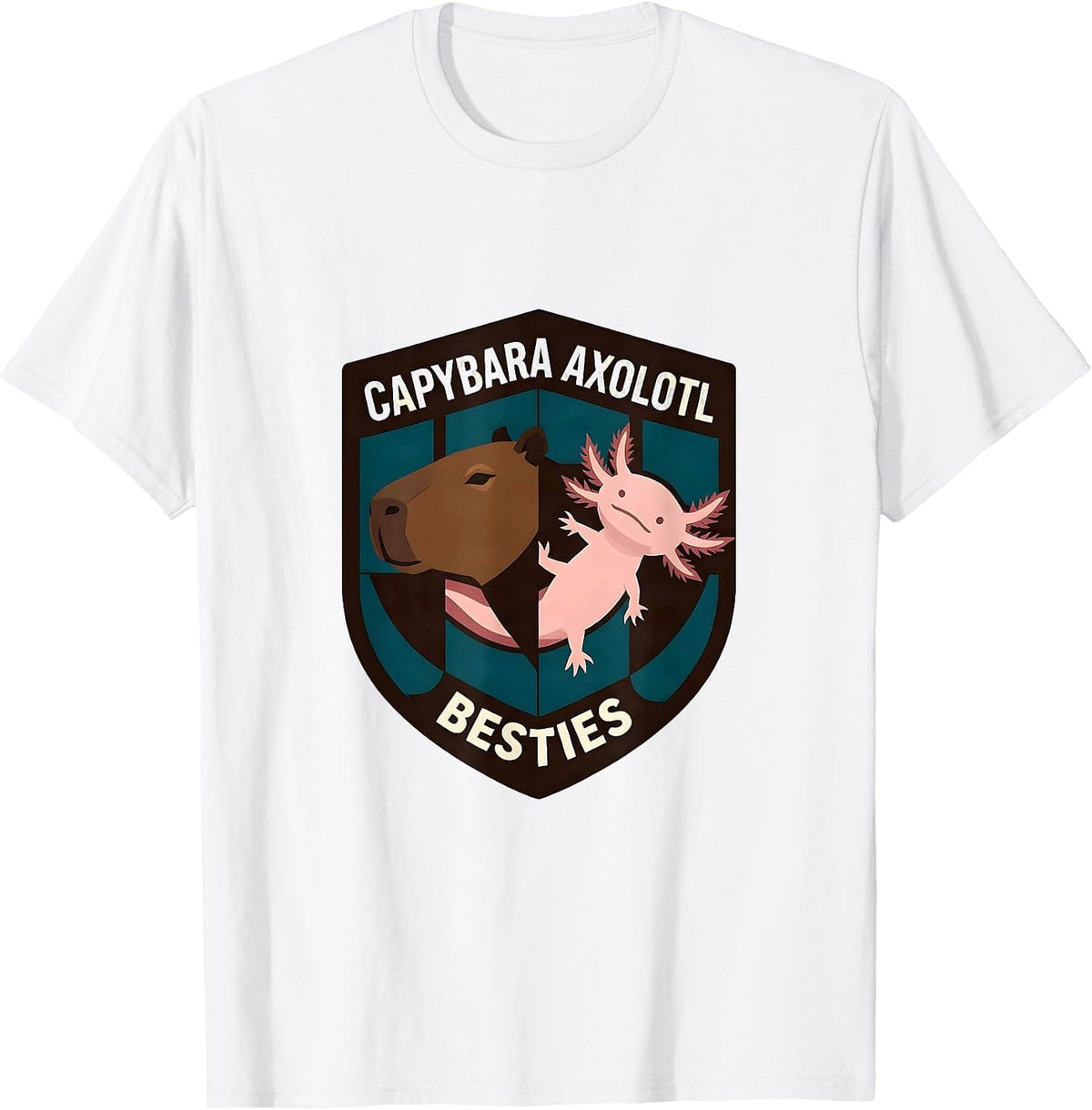 Men's Capybara Axolotl Besties Kawaii Animal Lover Kids Gift T-Shirt - White