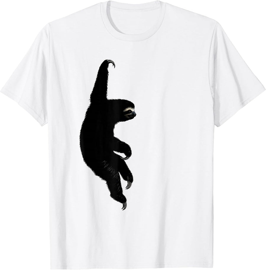 Men's Sloth Silhouette Funny Lazy Animal Lover Gift T-Shirt - White