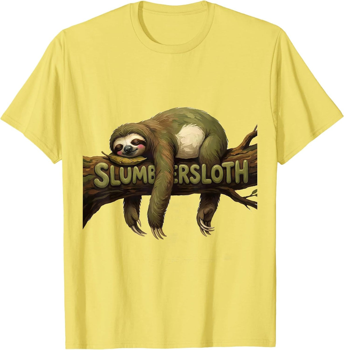 Men's Slumbersloth Cute Sleeping Sloth Animal Lover Official T-Shirt - Lemon Yellow