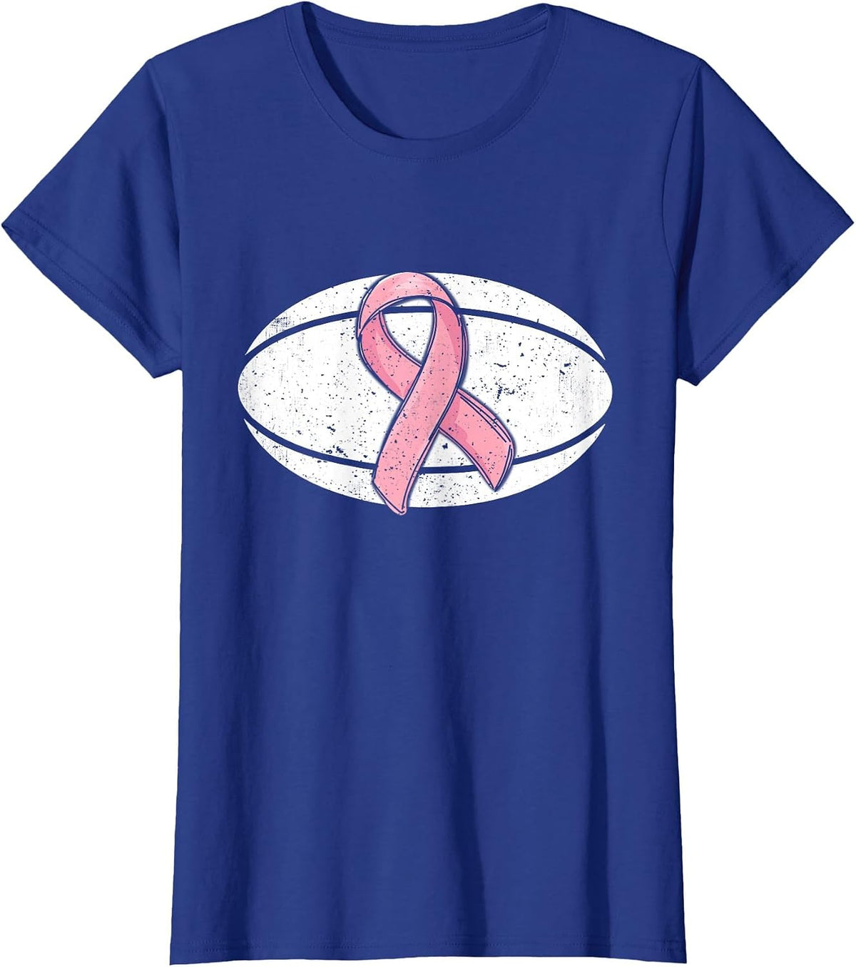 Rugby Pink Ribbon Breast Cancer Awareness Sport Lover T-Shirt - Royal Blue