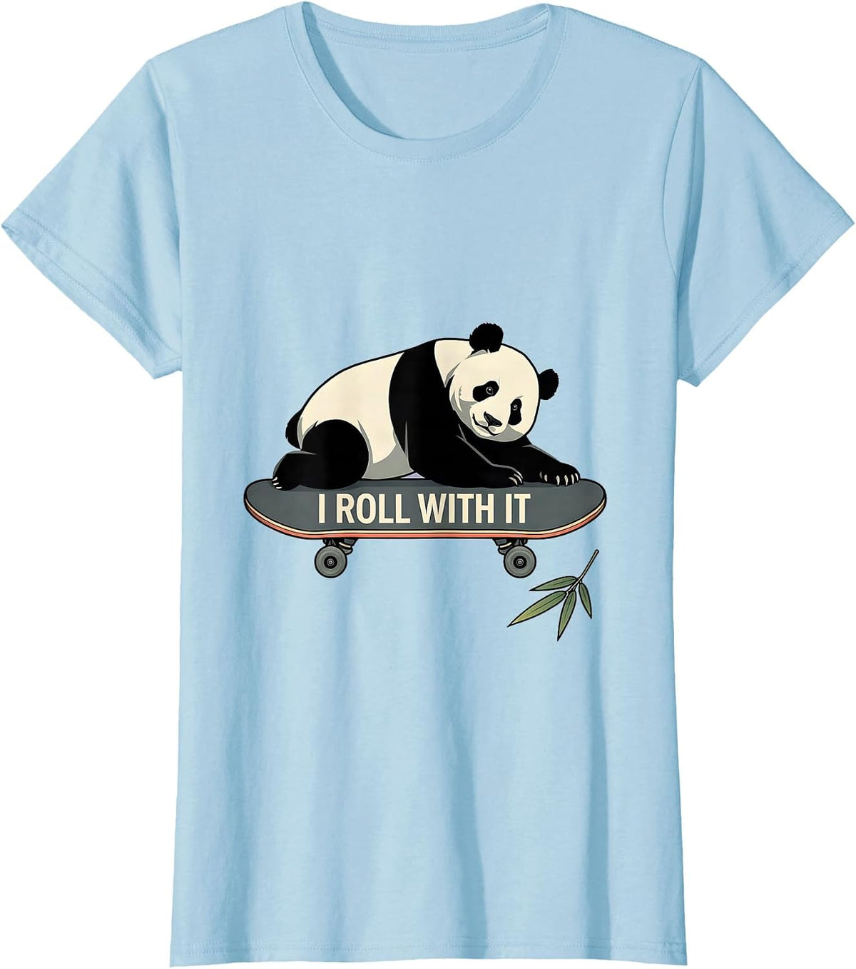 I Roll With It Cute Panda Lover Humor Gift for Kids Teens T-Shirt - Baby Blue