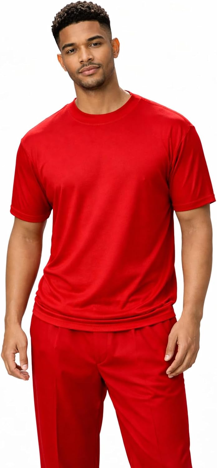 STACY ADAMS Men's Basic Crew Neck T-Shirts - Red