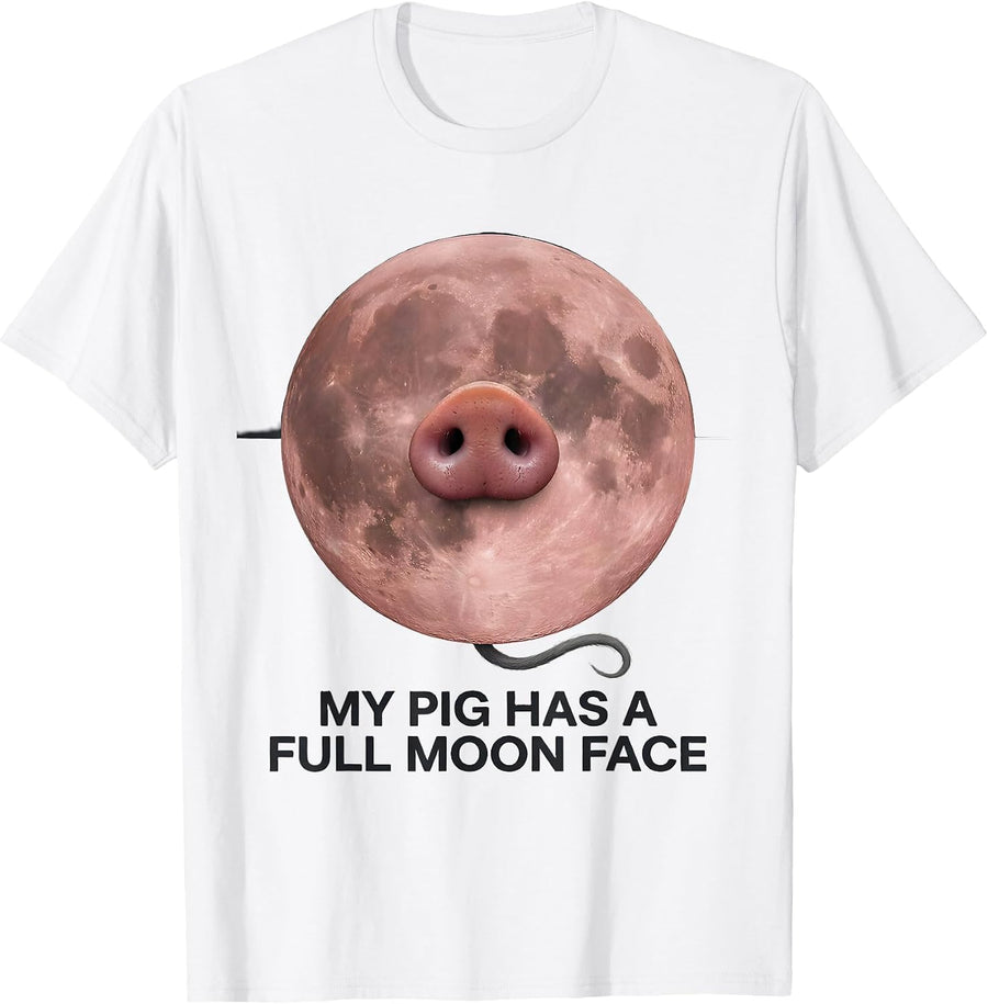 Men's My Pig Has A Full Moon Face Funny Guinea Pig Pet Lover Humor T-Shirt - White