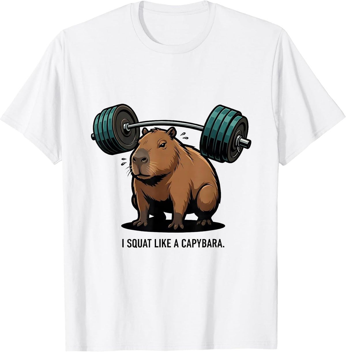 Men's I Squat Like A Capybara Funny Gym Workout Weightlifting Meme T-Shirt - White