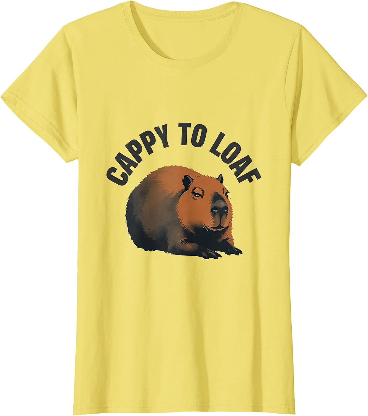 Women's cappy to loaf funny capybara meme animal humor T-Shirt - Lemon Yellow