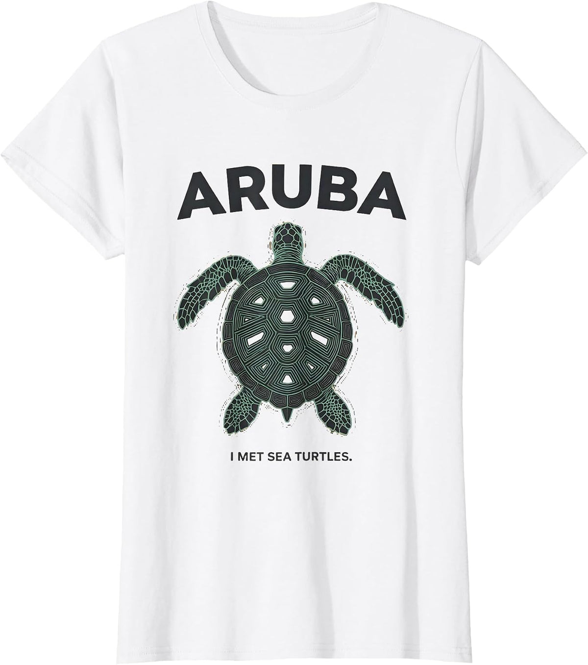 ARUBA I MET SEA TURTLES Minimalist Tropical Souvenir Sea T-Shirt - White