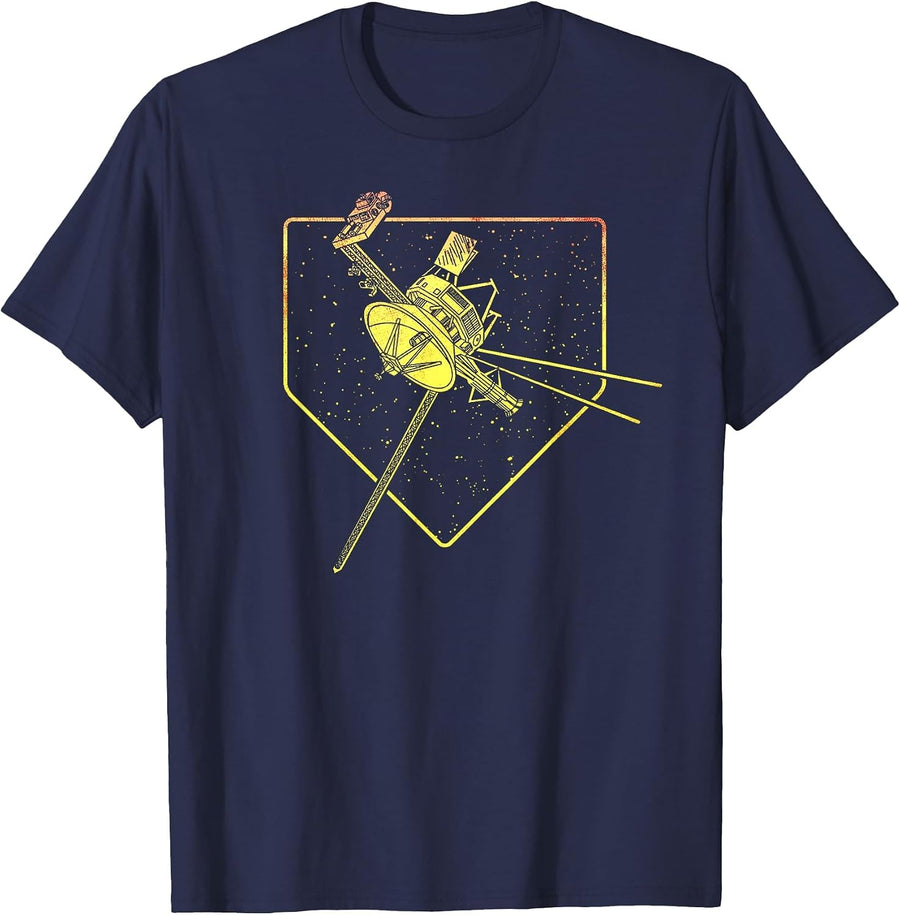 Voyager Space Probe Spacecraft Solar System Astronomy T-Shirt - Navy Blue