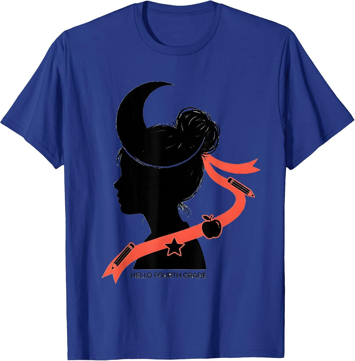 Men's Hello Fourth Grade Messy Bun Back To School Girls Humor T-Shirt - Royal Blue