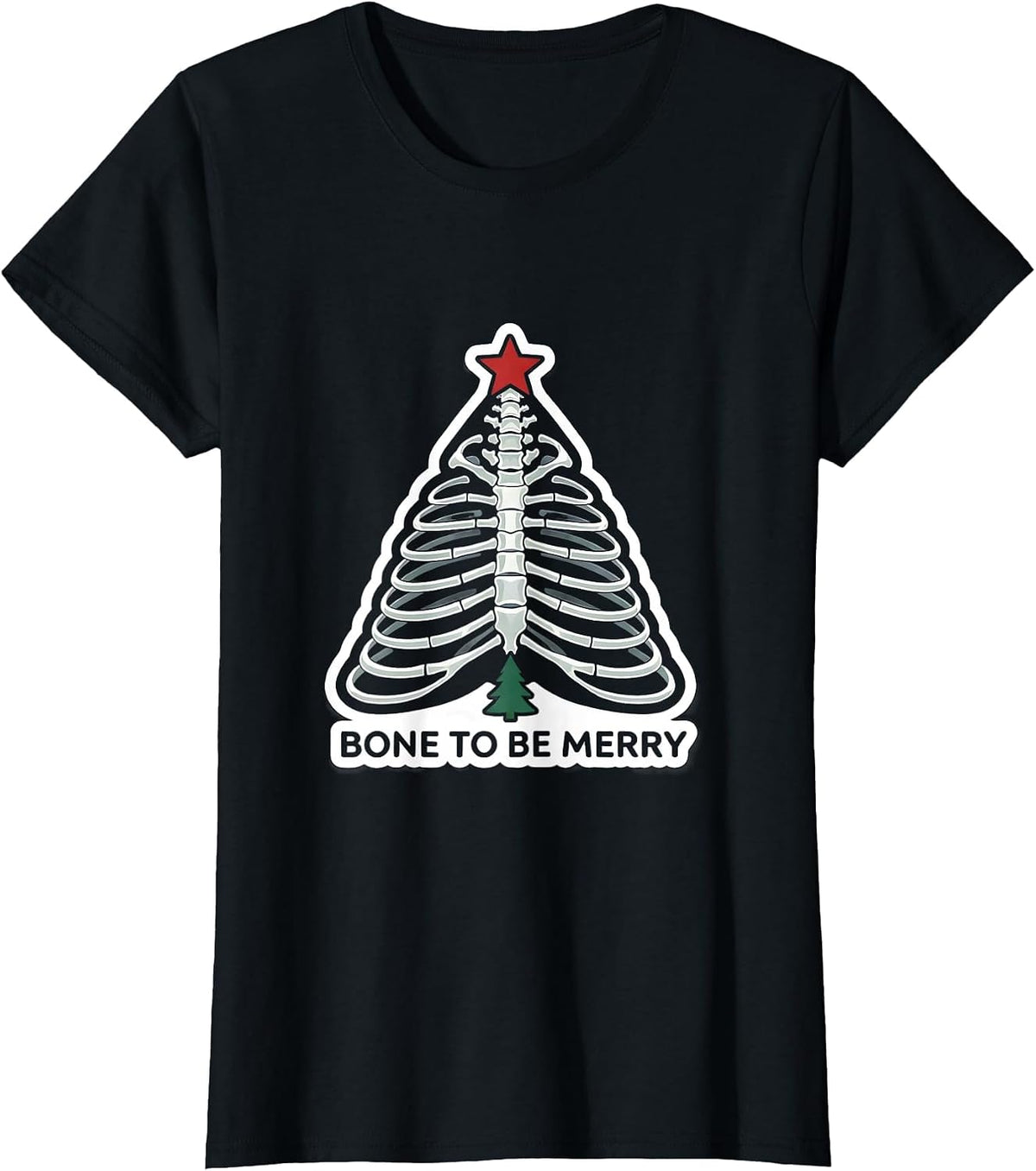 Women's Bone To Be Merry Funny Radiology Tech Xray Tech Christmas T-Shirt - Black