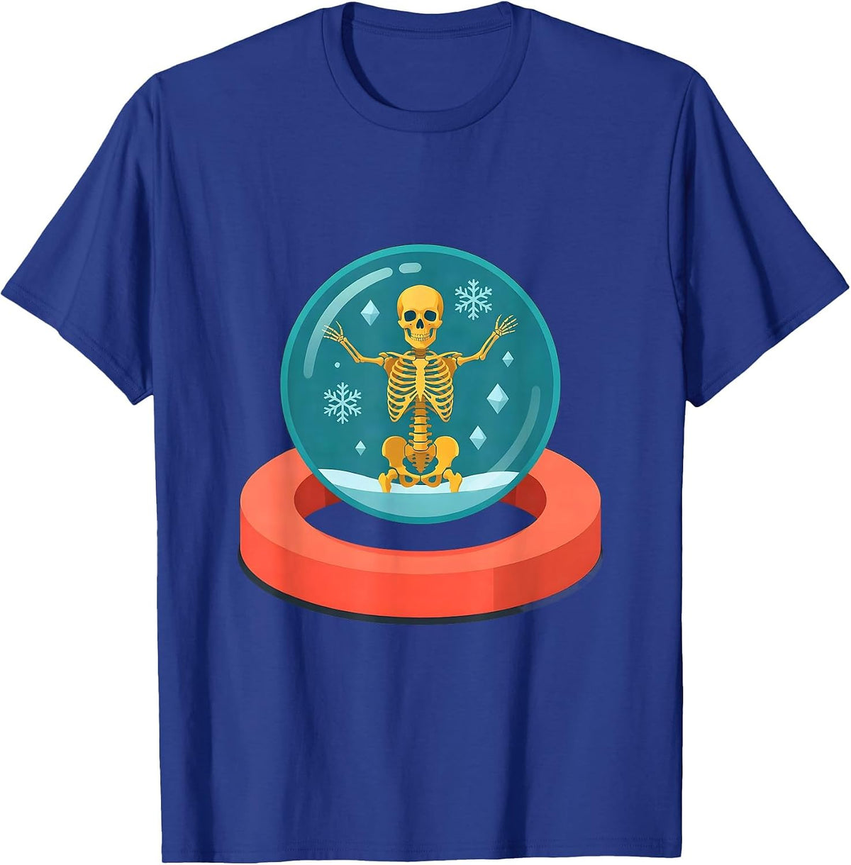 Snow Globe Skeletal Snowman Radiology Tech Christmas Humor T-Shirt - Royal Blue