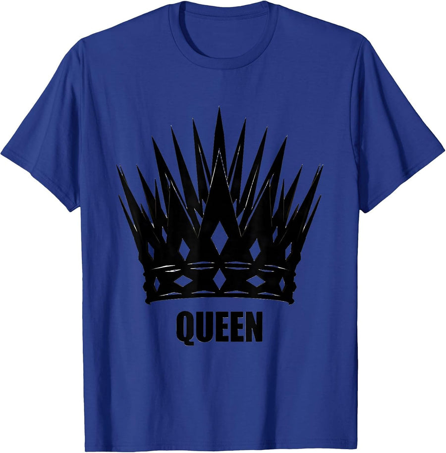 QUEEN Bold Regal Crown Silhouette Hip Hop Music Culture T-Shirt - Royal Blue