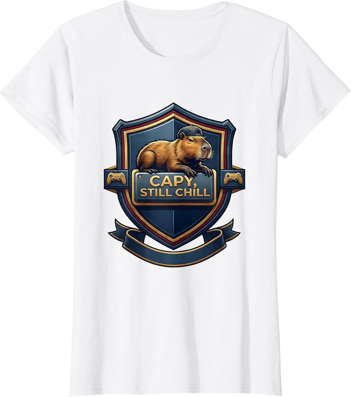 capy, still chill Funny Capybara Gamer Meme Humor T-Shirt - White