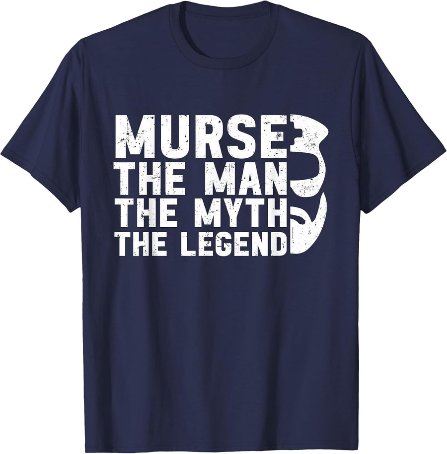 Murse Male Nurse Rn LPN CNA Funny Registred Nurse T-Shirt - Navy Blue