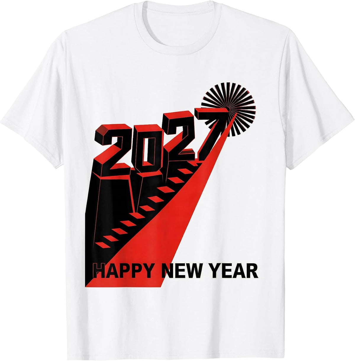 Men's Happy New Year 2027 Constructivist Party Host Family T-Shirt - White