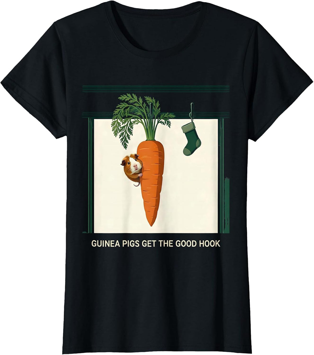 Guinea Pigs Get The Good Hook Funny Guinea Pig Christmas T-Shirt - Black