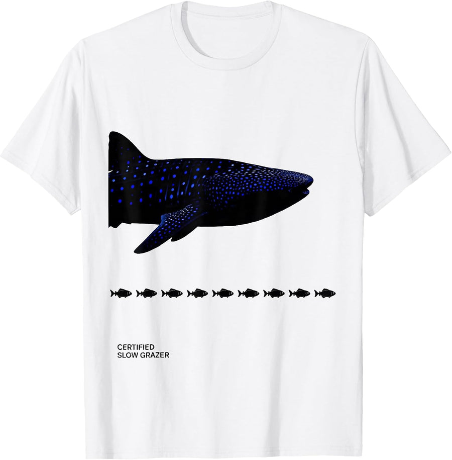 Men's Certified Slow Grazer Funny Whale Shark Ocean Wildlife Lover T-Shirt - White