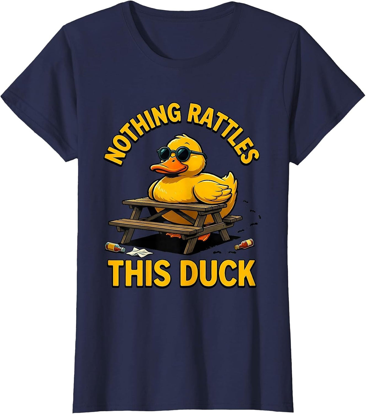 Women's Nothing Rattles This Duck Funny Cartoon Duck Novelty Gift T-Shirt - Navy Blue