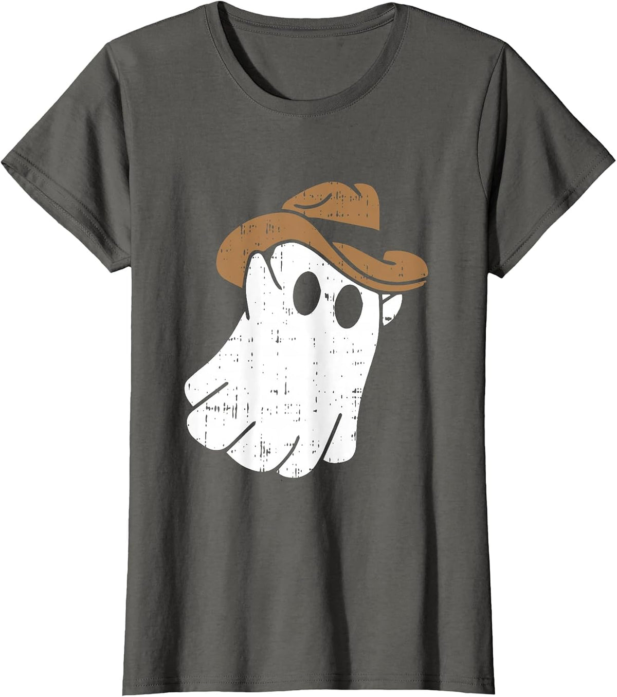 Cowboy Ghost Halloween Costume Funny Spooky Boo Spirit T-Shirt - Asphalt Grey