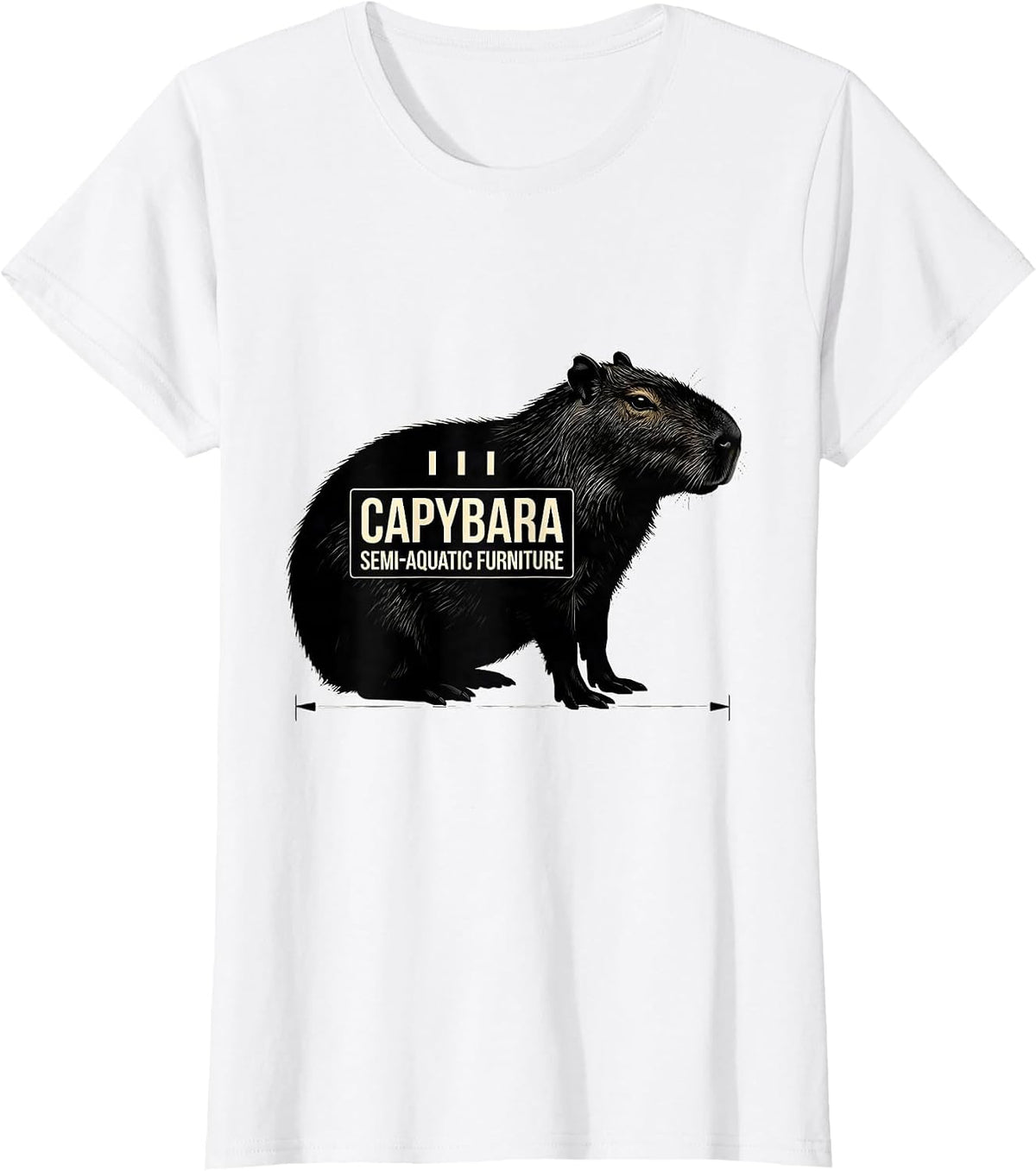Women's Capybara, Semi-Aquatic Furniture Funny Animal Meme Humor T-Shirt - White