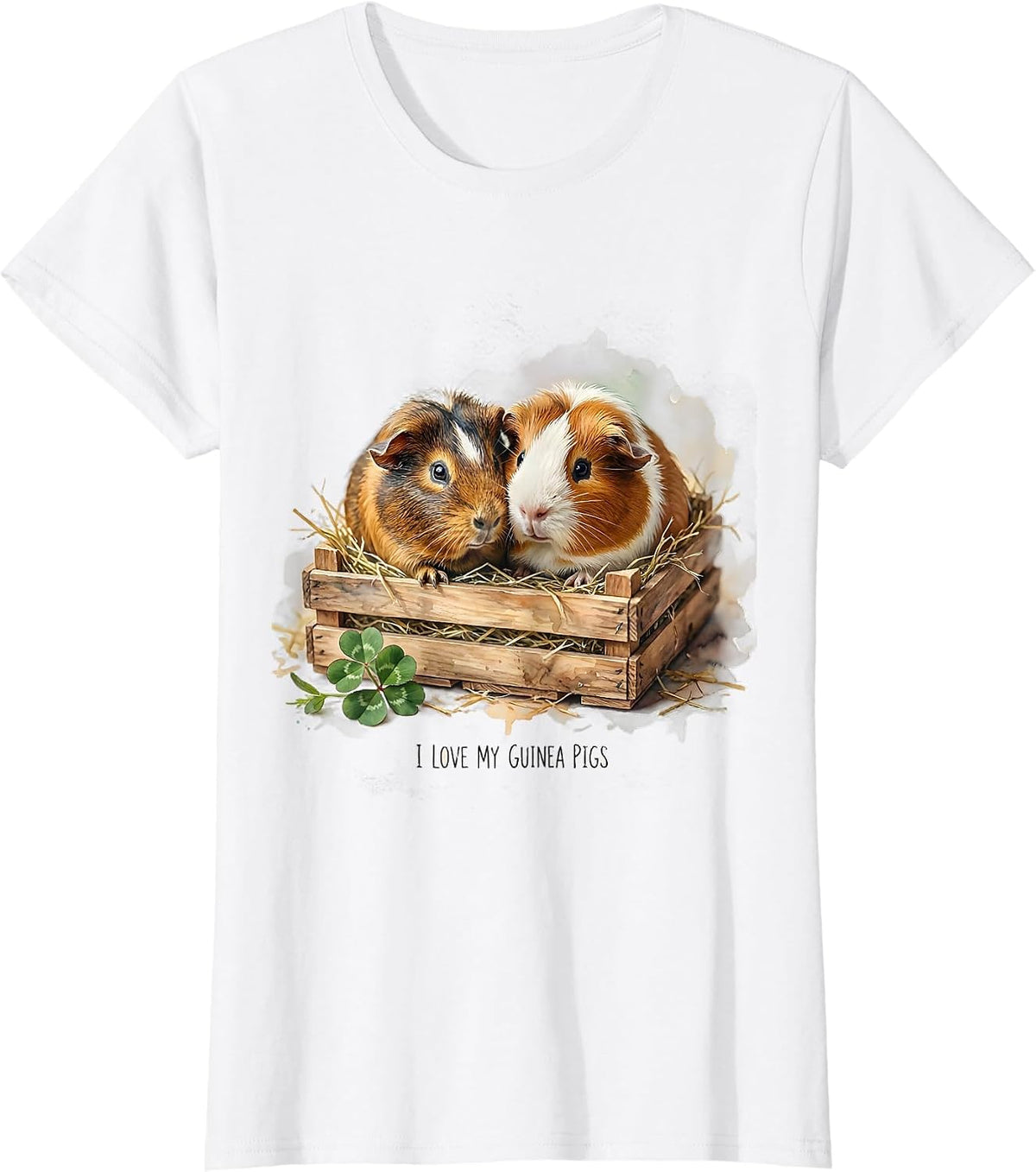Women's I Love My Guinea Pigs Cute Watercolor Pet Lover Gift T-Shirt - White