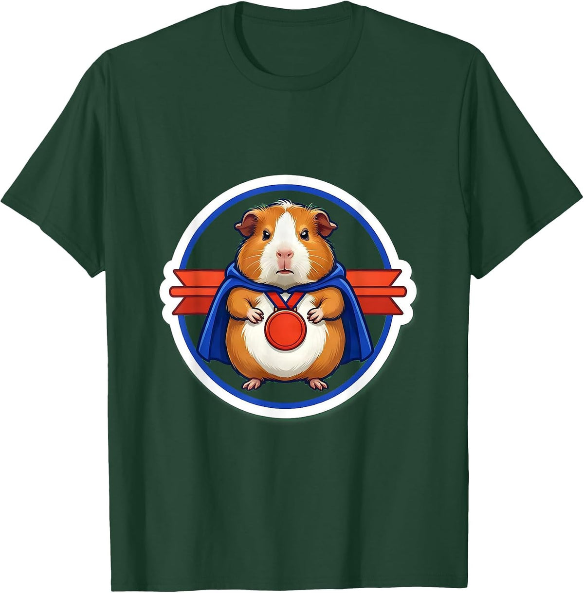 Deadpan Guinea Pig Tummy Ache Survivor Absurdist Humor T-Shirt - Dark Green