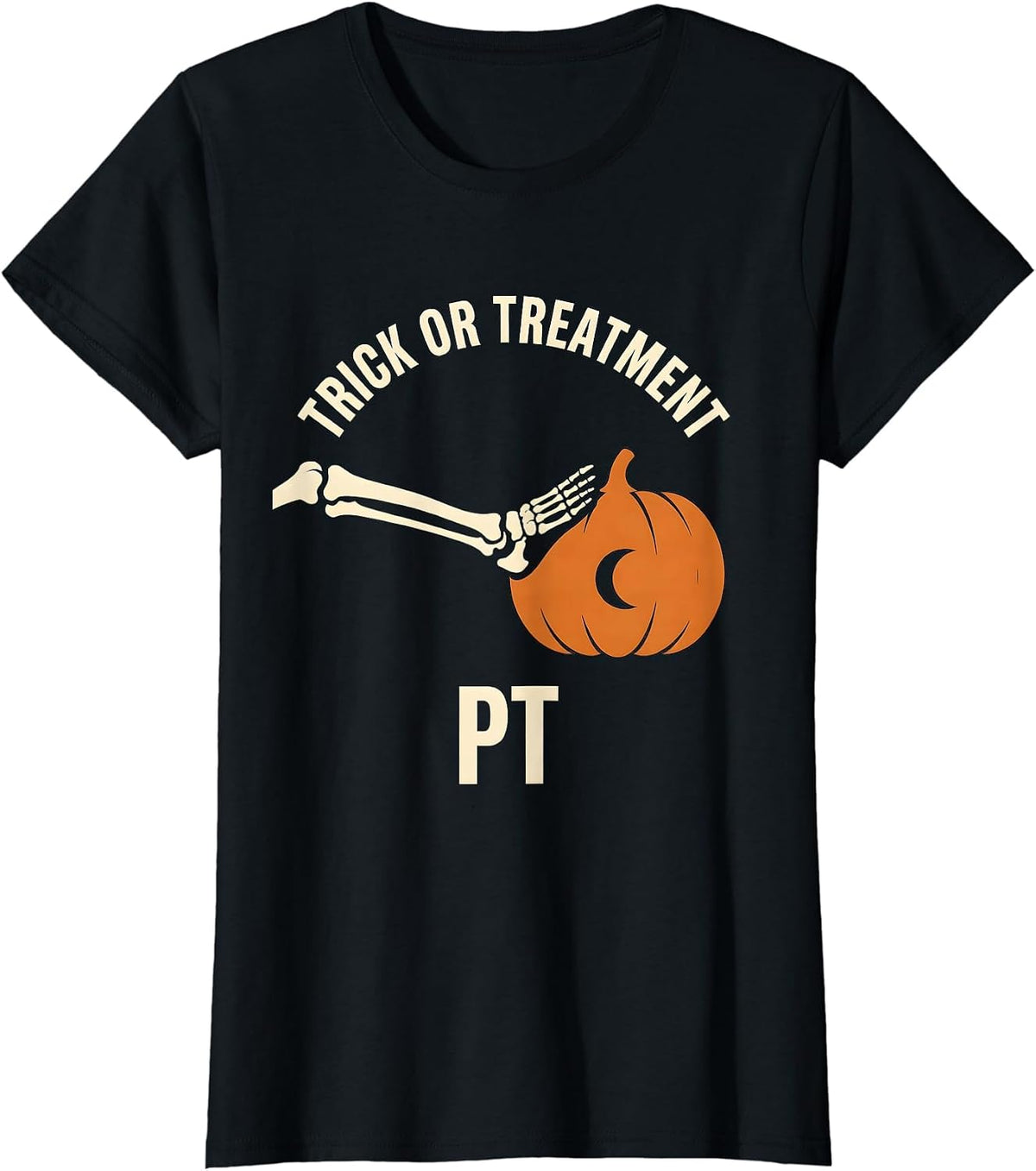 Women's Trick Or Treatment PT Halloween Physical Therapy Therapist T-Shirt - Black