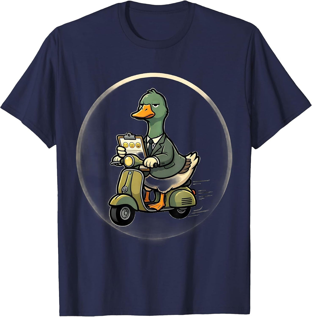 Men's Off To Regulate Emotions Funny Goose Scooter ABA Therapist T-Shirt - Navy Blue