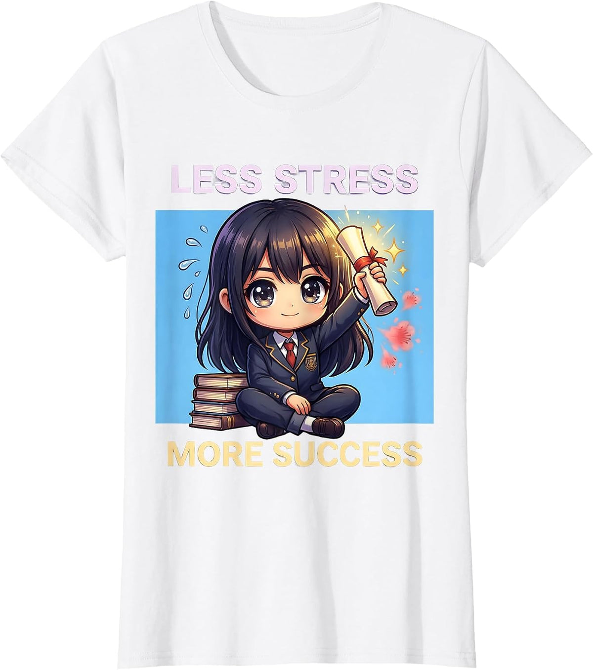 Less Stress More Success School Psychologist T-Shirt - White