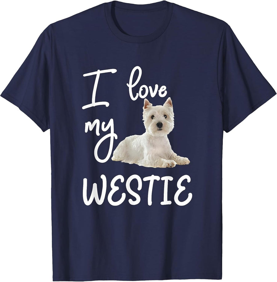 West Highland Terrier, I Love My Westie Dog T-Shirt - Navy Blue