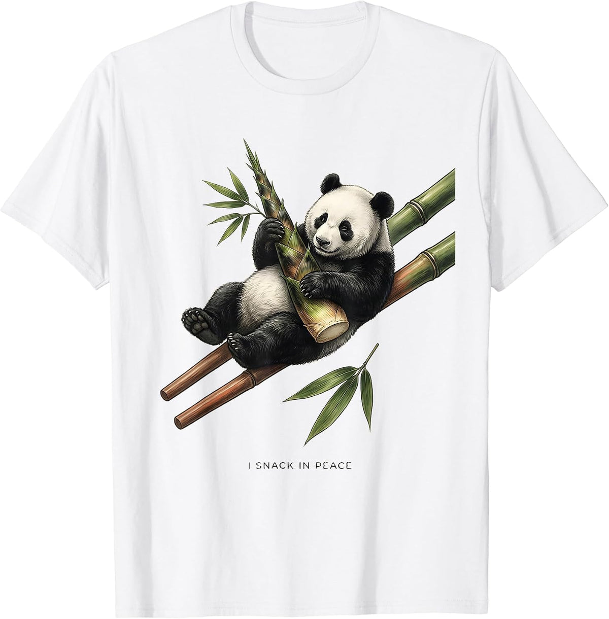 Men's I Snack In Peace Cute Panda Lover Humor Gift for Kids Teens T-Shirt - White