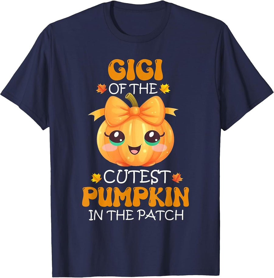 Gigi of The Cutest Pumpkin in The Patch Halloween T-Shirt - Navy Blue