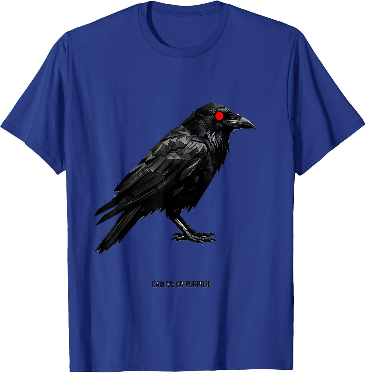 Caw Me On Purpose Geometric Crow Bird Lover Vintage Humor T-Shirt - Royal Blue