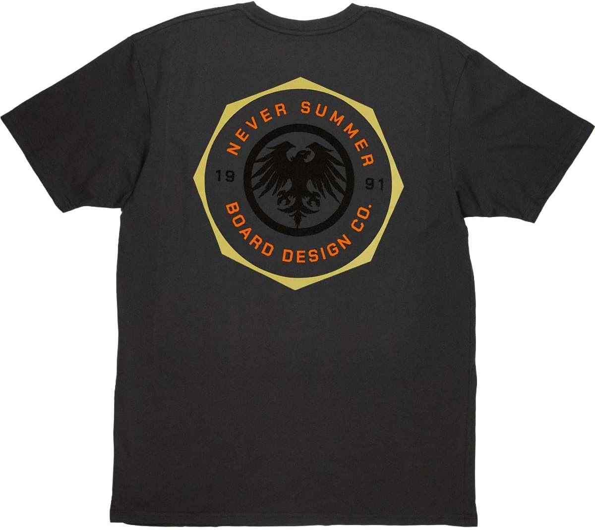 Never Summer Men's Short Sleeve Graphic T-Shirt - Octagon Eagle | Charcoal Heather, Medium - As Pictured