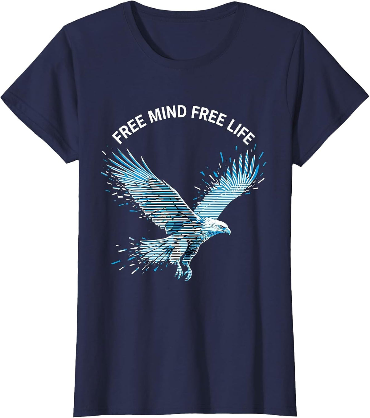 Women's Free Mind Free Life Freedom Graphic Design T-Shirt - Navy Blue