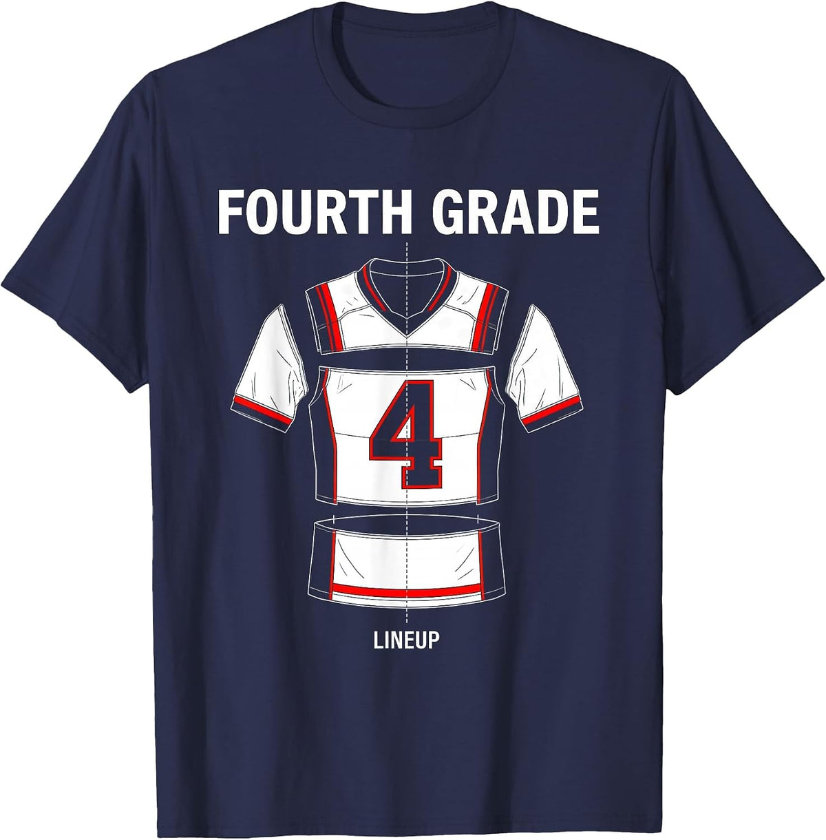 Team 4 Fourth Grade Lineup Exploded View Technical School T-Shirt - Navy Blue