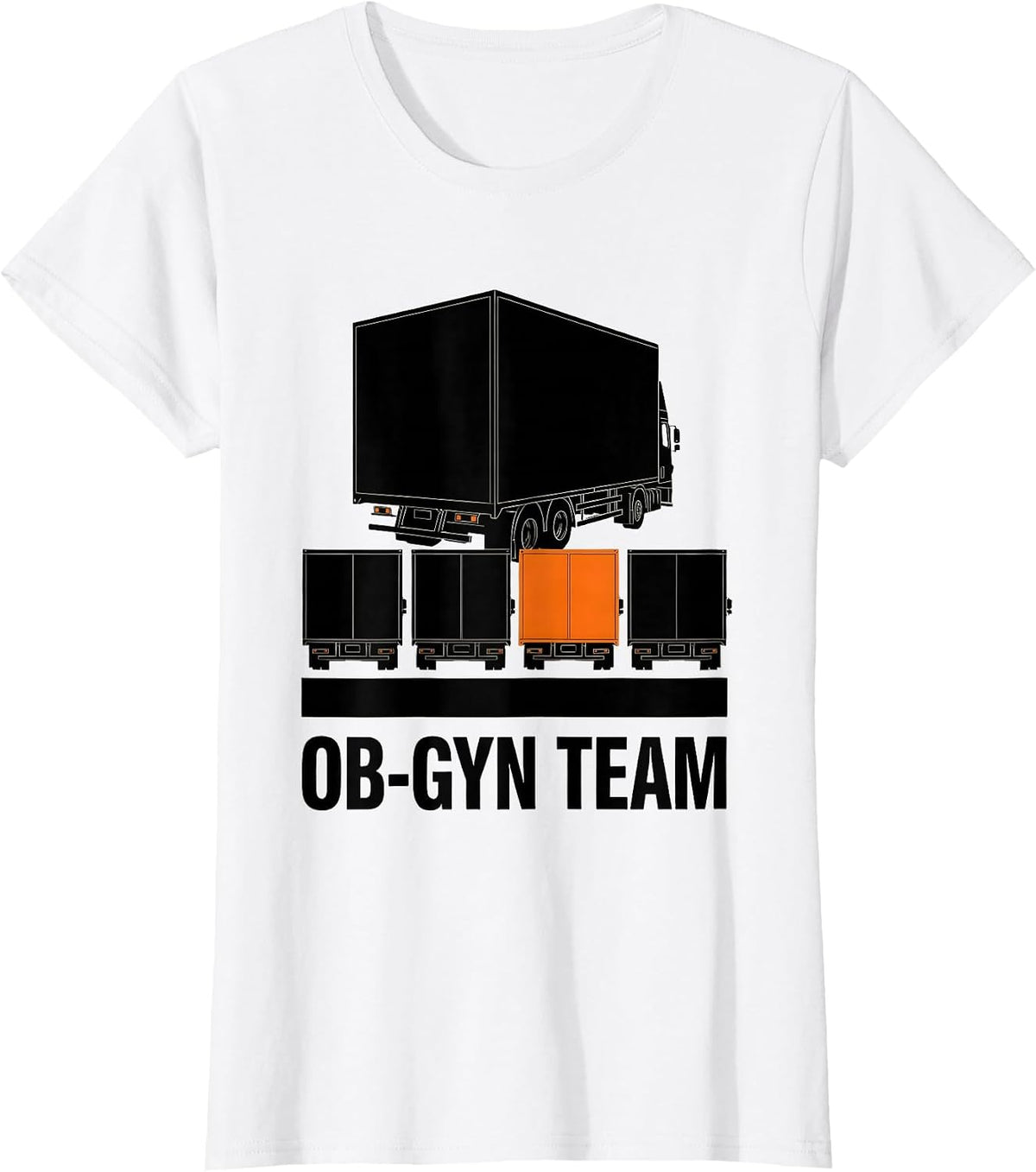 OB-GYN Team Brutalist Graphic Healthcare Humor T-Shirt - White