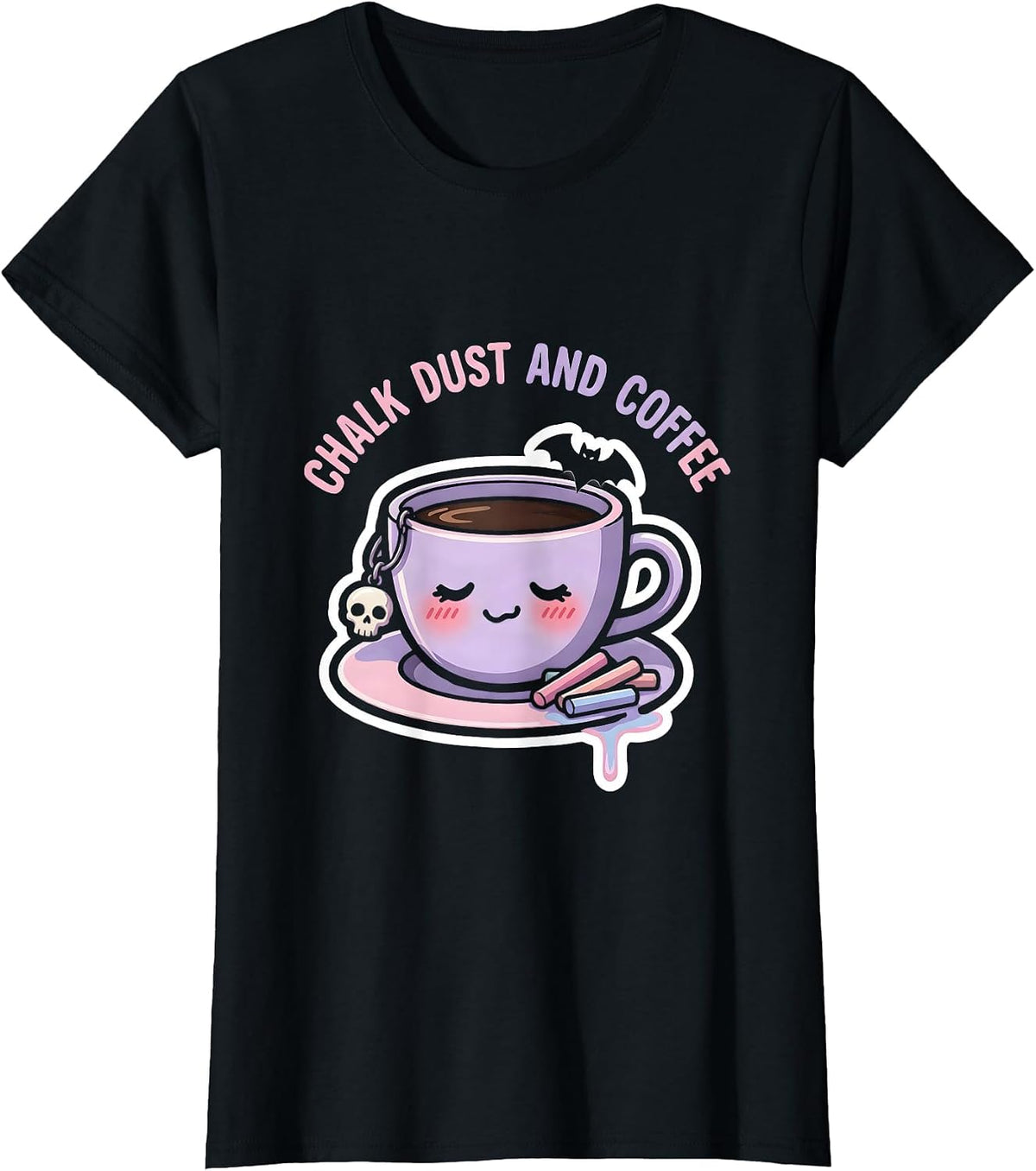 Chalk Dust and Coffee 5th Grade Teacher Design T-Shirt - Black