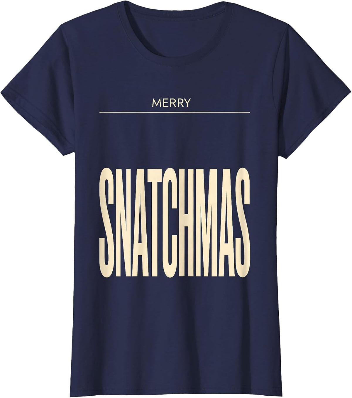 Women's Merry Snatchmas Funny Gym Humor Christmas Weightlifter T-Shirt - Navy Blue