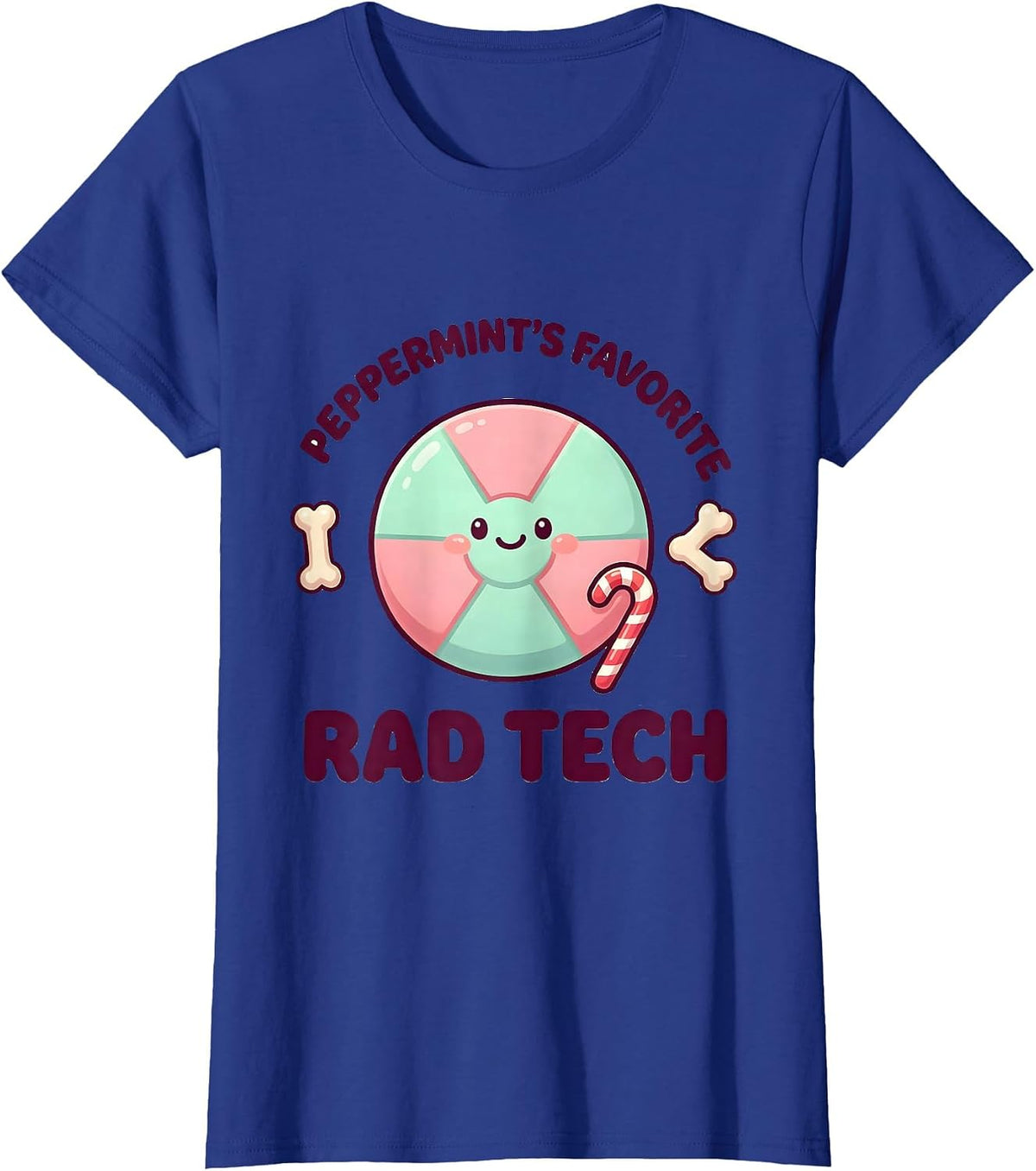 Women's Peppermint's Favorite Rad Tech Cute Kawaii Radiology Tech T-Shirt - Royal Blue