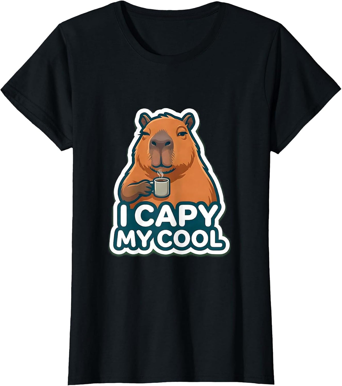 Women's I Capy My Cool Funny Capybara Meme Gamer T-Shirt - Black