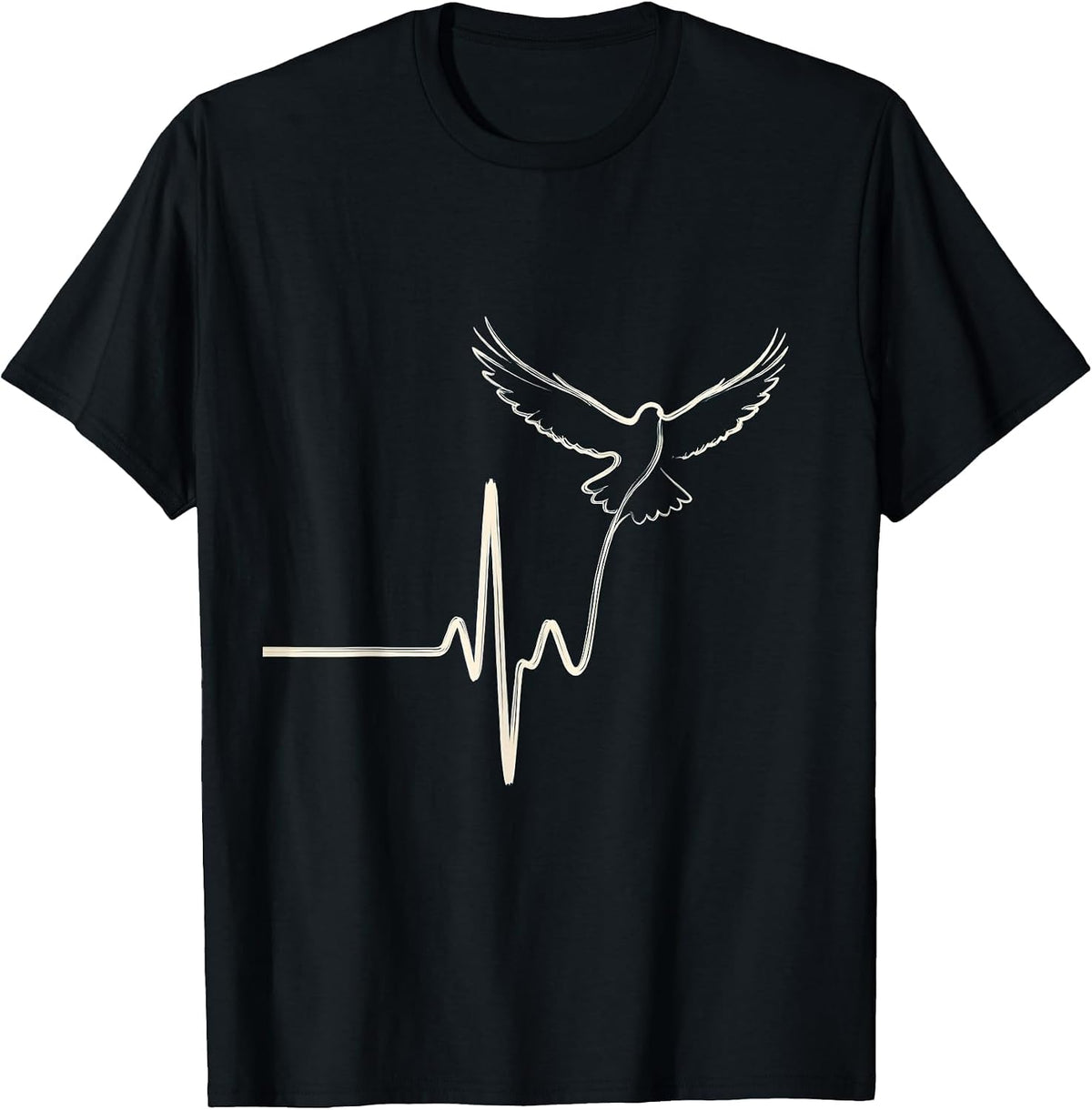 Men's 988 Suicide Prevention Lifeline Heartbeat Bird Flight T-Shirt - Black